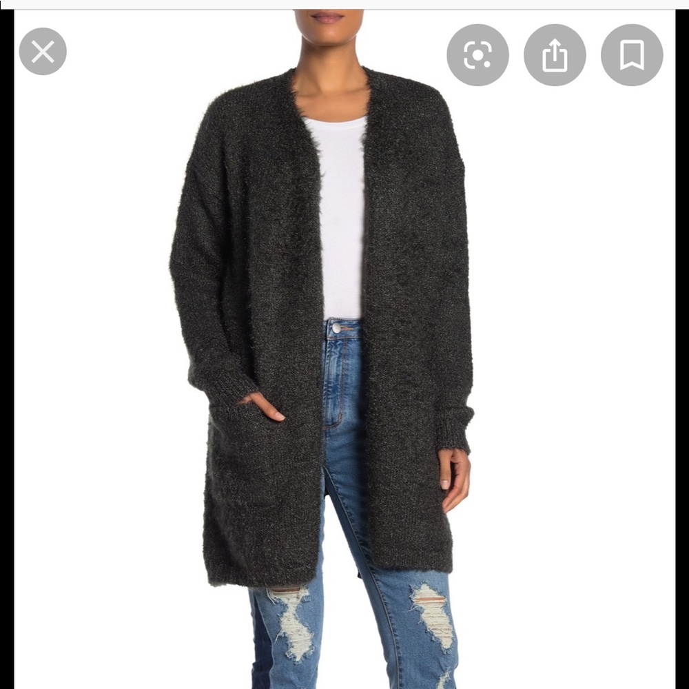 Rachel Roy Black Amara Fuzzy Cardigan